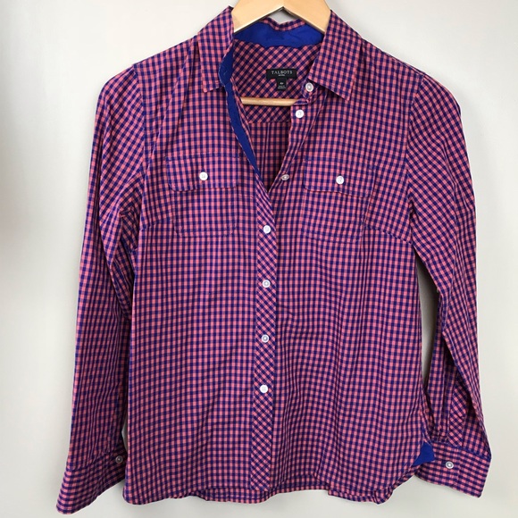 Talbots Size 4P Gingham Check Button Down Shirt - Picture 1 of 5